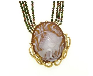 Angelfish w/grass Cameo Necklace